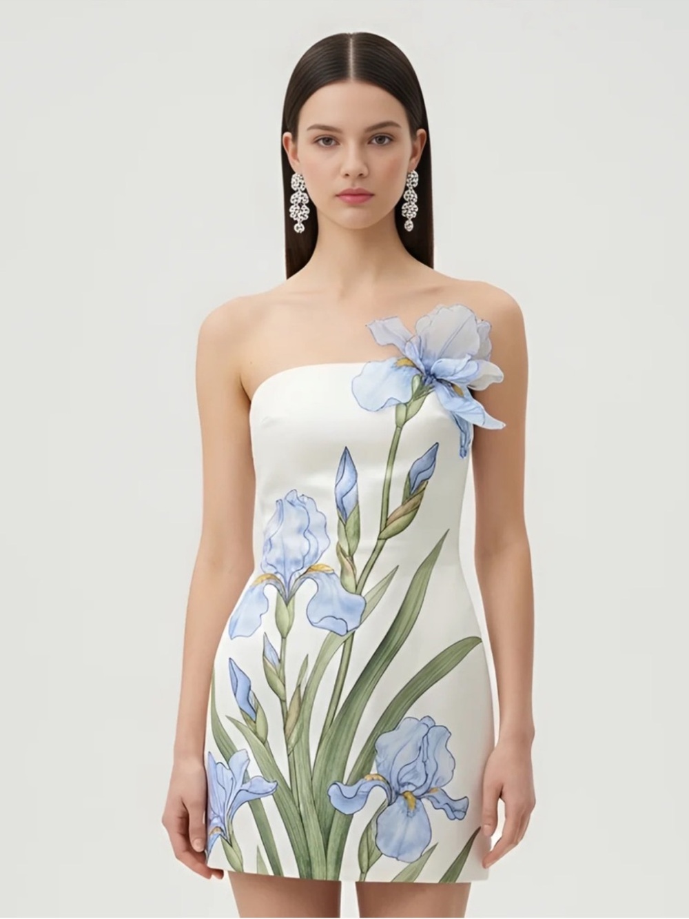 JW PEI White Mini Dress with Lavender Floral Appliqué 6